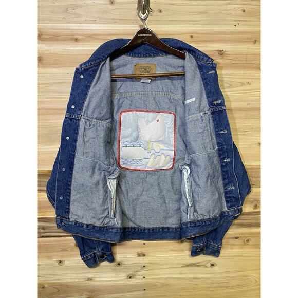 Vintage 1994 Woodstock Denim Jacket Jean Mens XL Festival Concert Blue Patch 90s - Picture 5 of 7